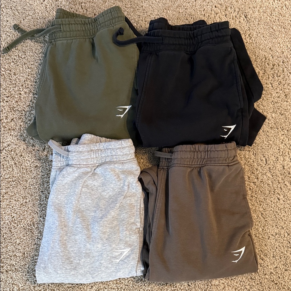 Lot of Gymshark men’s joggers - Olive, Black, Gray, Brown